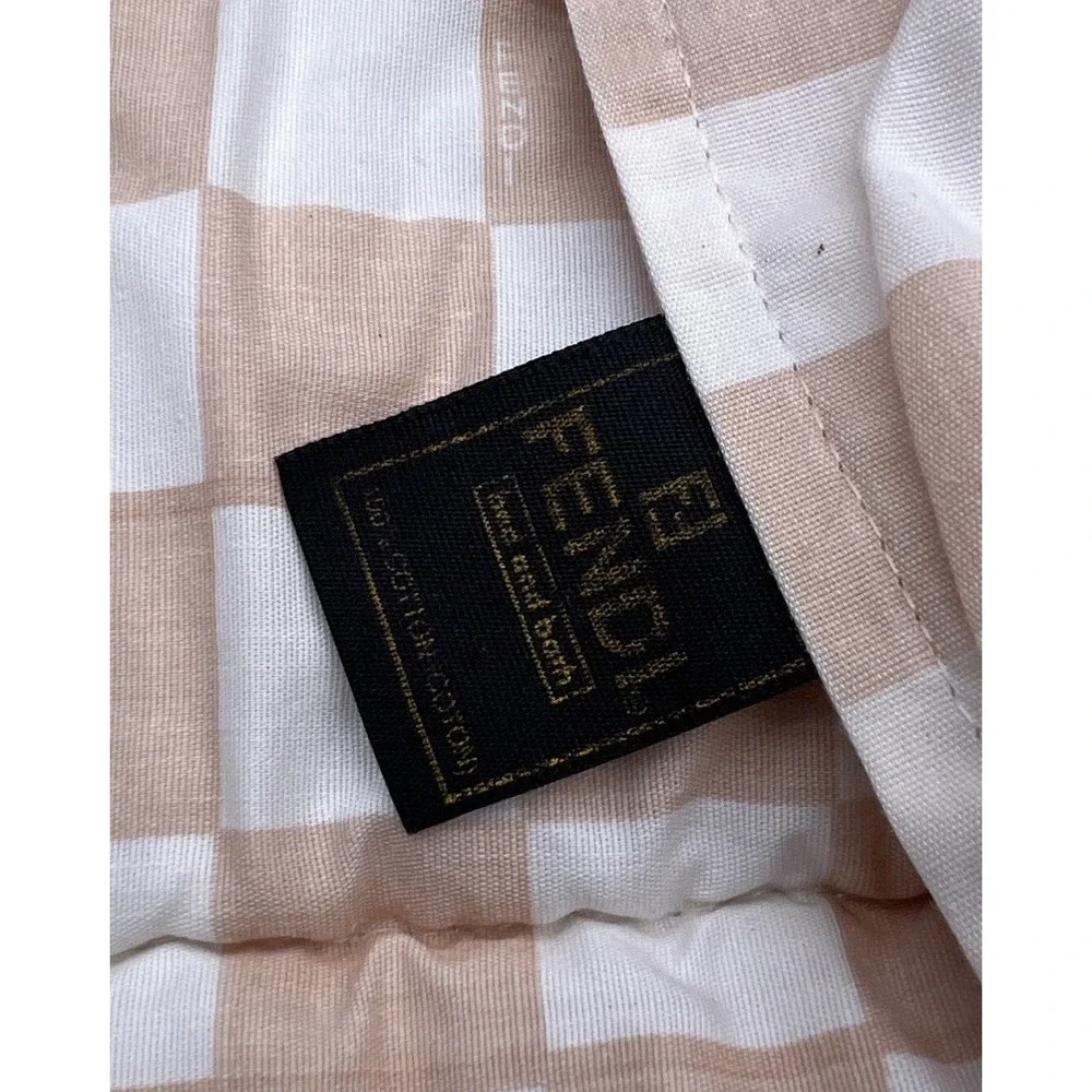 Fendi Reversible Cotton‎ Comforter Reversible Rare Checks / Striped Tan / White